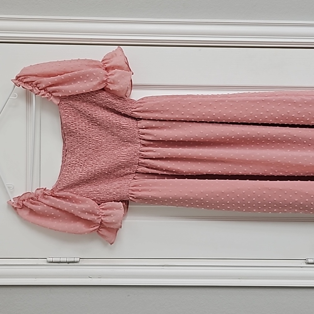 Pink Swiss Dot Smocked Dress Easter Dress